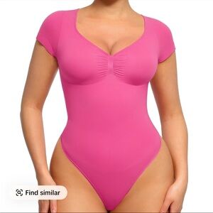 FeelinGirl Pink Short Sleeve Bodysuit Snatching Tummy Control size M
